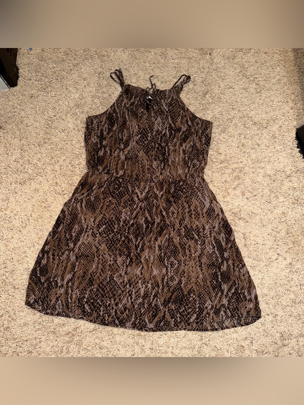 Maurices Brown Snake-Print Mini Dress